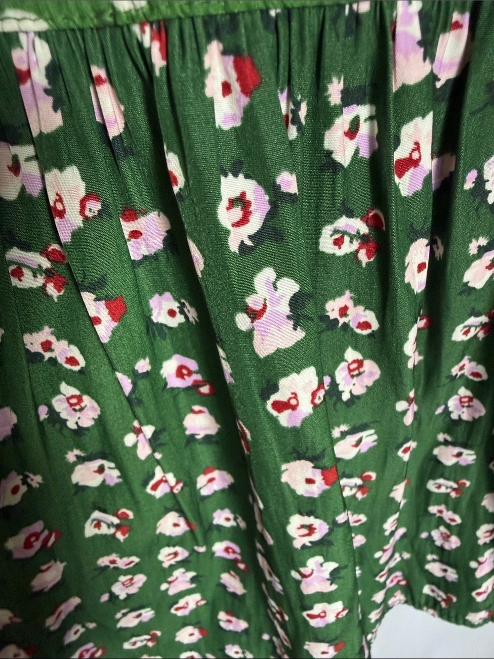 Paul & Joe X Uniqlo Green Ditsy Floral Tiered Maxi Skirt Size M Boho Cottagecore - Picture 4 of 10